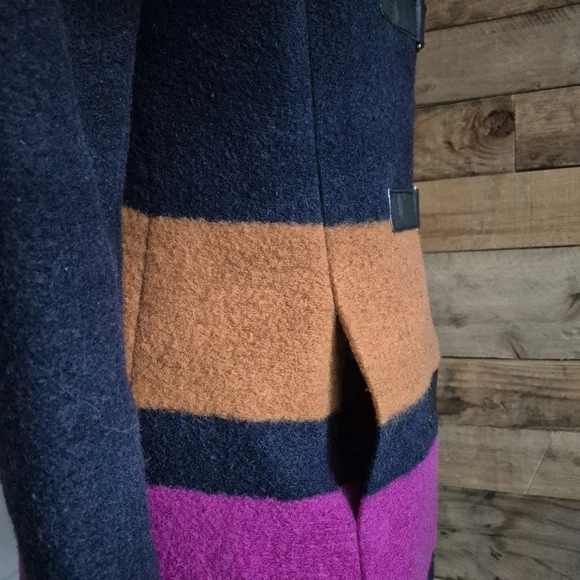 Plenty By Tracy Reese Dusken Wool Funnel Neck Coat Anthropologie Colorblock Sz M - Picture 6 of 16